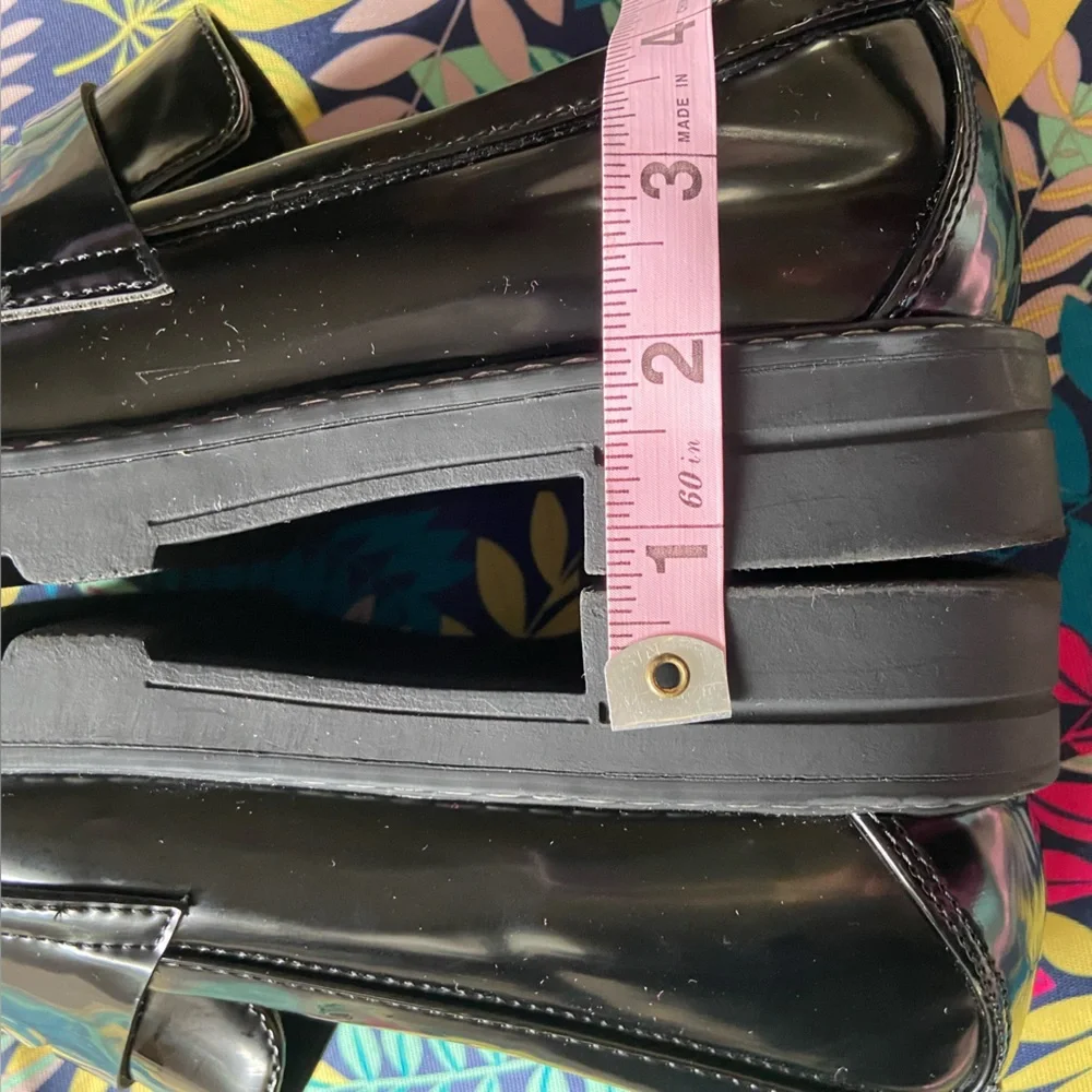 NWOT JF Women Sz-8 Faux Patient Leather Penny Loafers,Chunky 3/4” Platform Shoe👞 - Picture 16 of 16